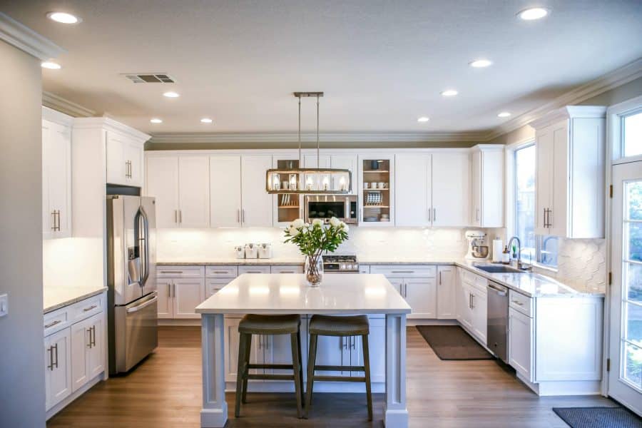 Beautiful home interior with a white kitchen