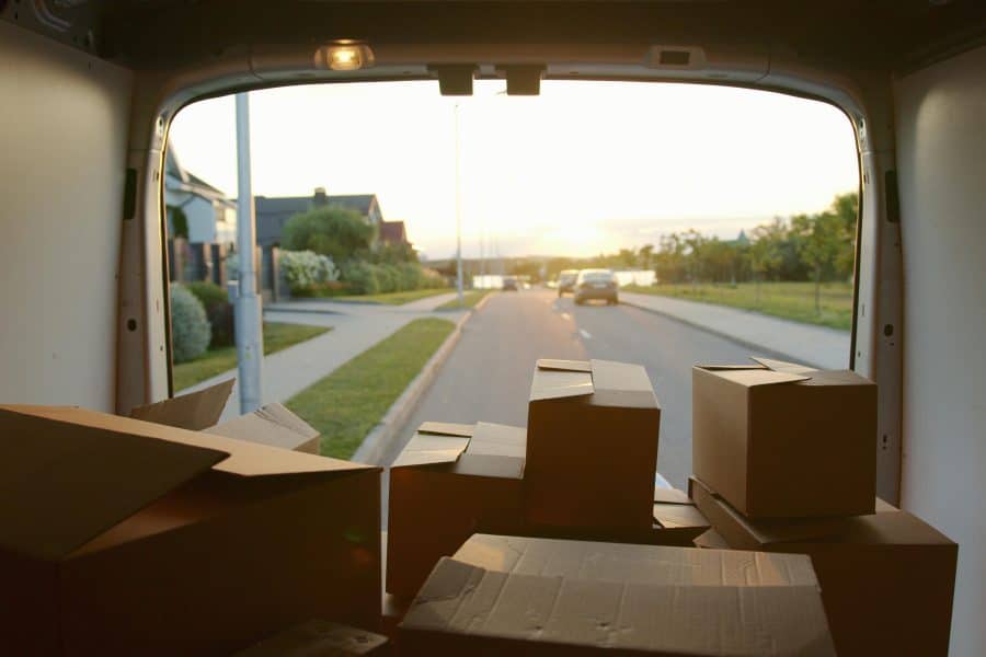 Picture of the back of a moving truck, symbolizing local movers for home sellers in Las Vegas