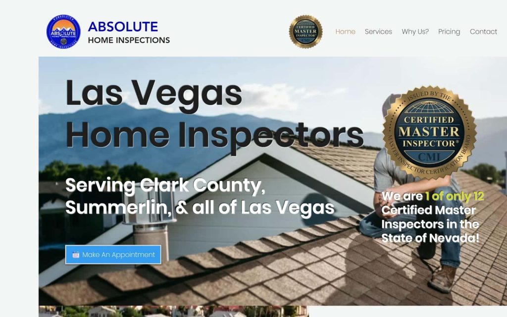 Absolute Home Inspections website home page