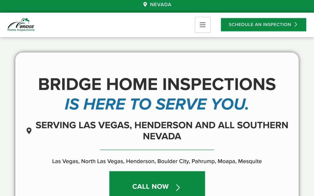 Bridge Home Inspections website home page