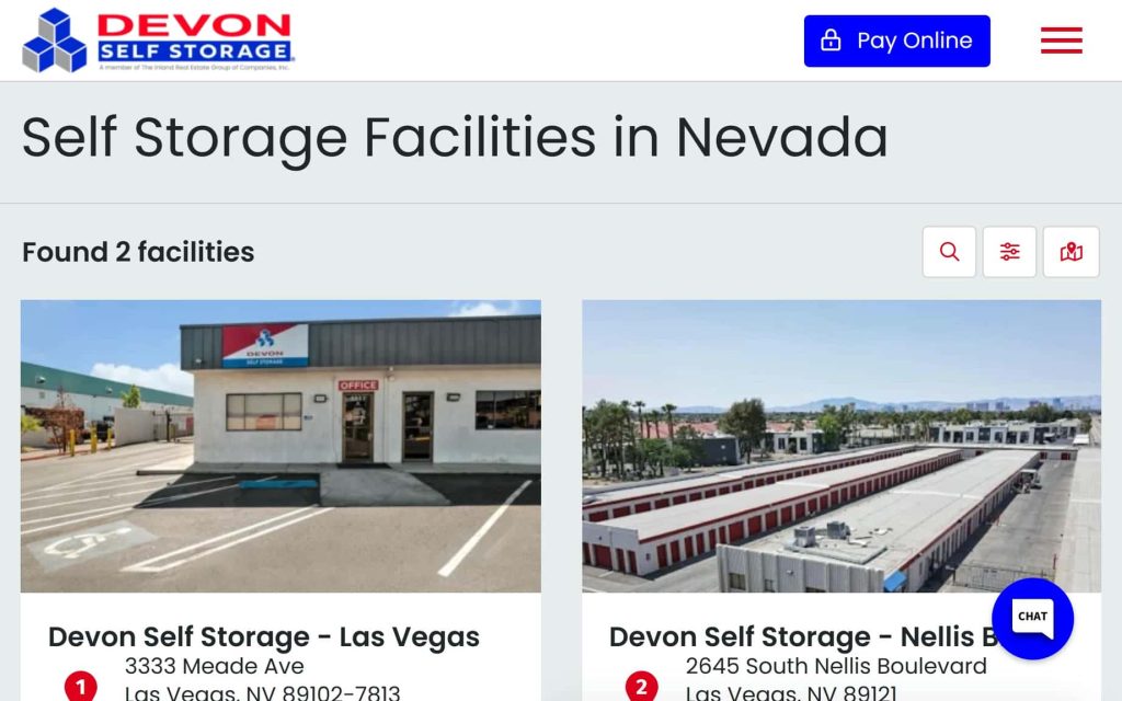 Devon Self Storage website home page