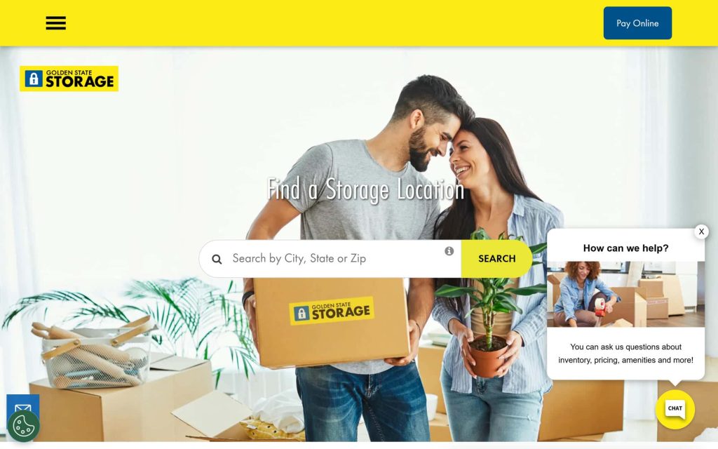 Golden state storage website home page