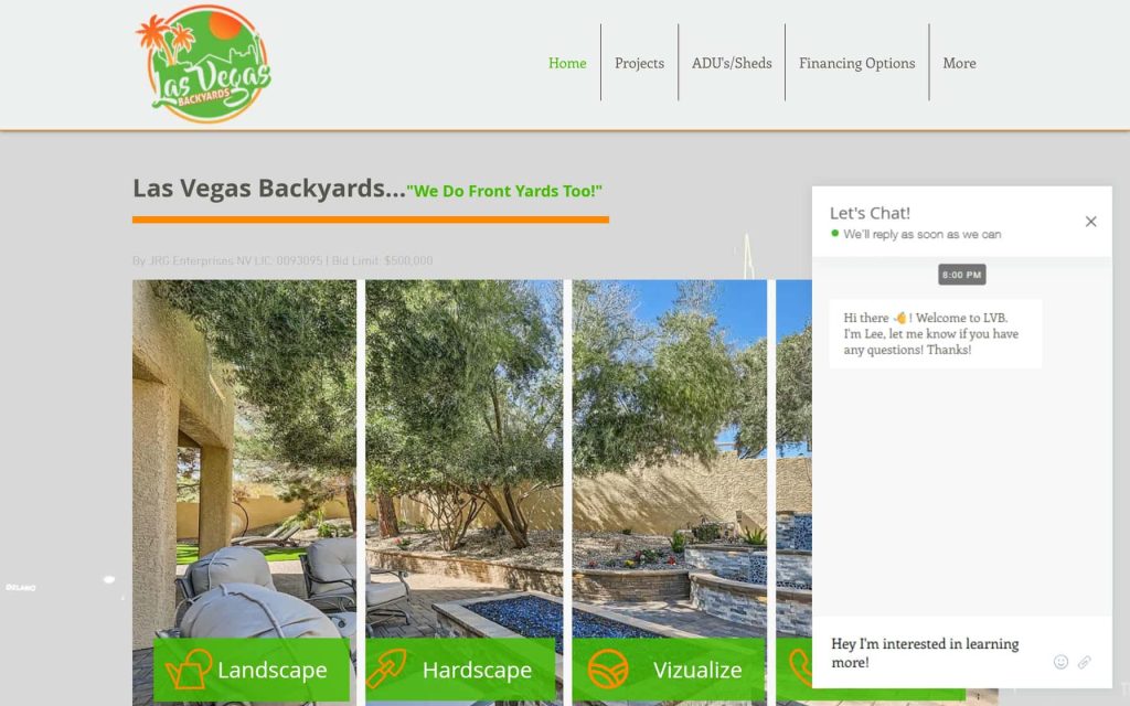 Las Vegas Backyards website home page