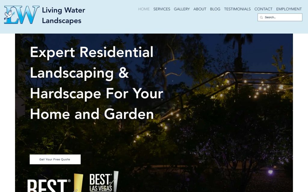 Living Water LV website home page