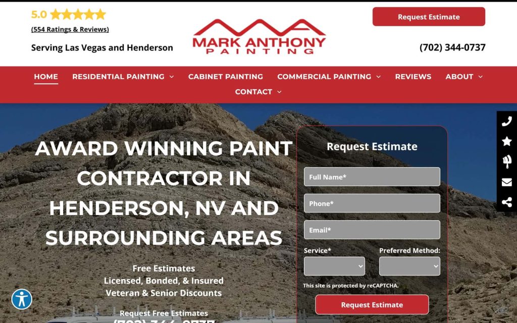 Mark Anthony Painting website home page