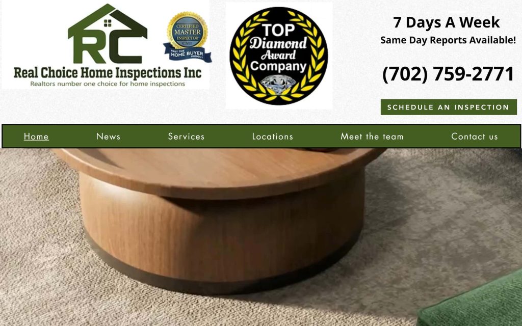 Real Choice Home Inspections website home page