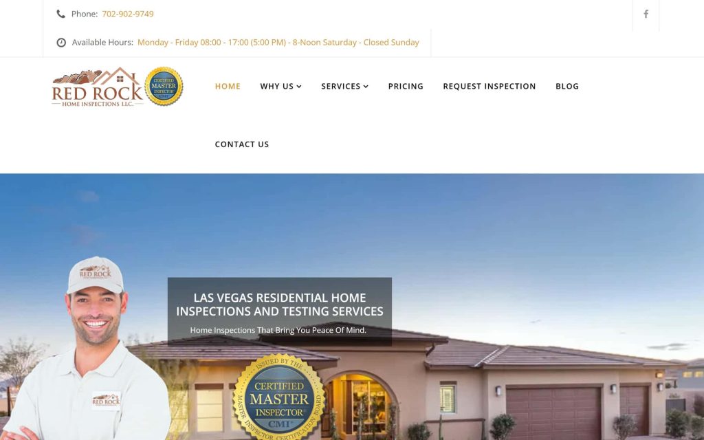 Red Rock Home Inspections website home page