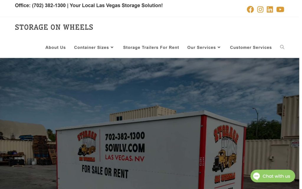 Storage on Wheels website home page