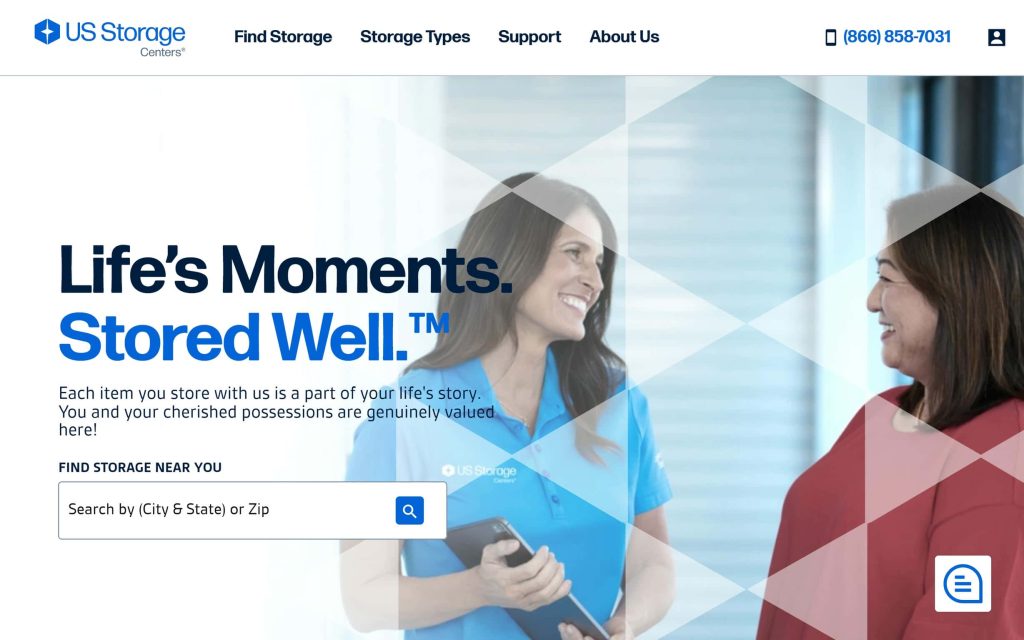 US Storage Centers website home page