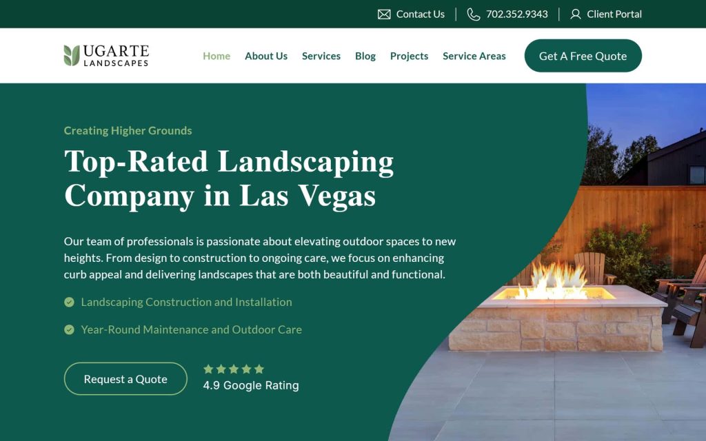 Ugarte Landscapes website home page