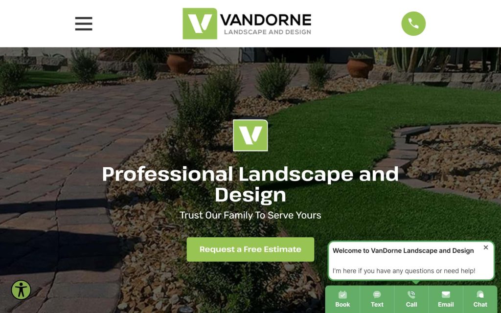 Vandorne Landscape and Design website home page