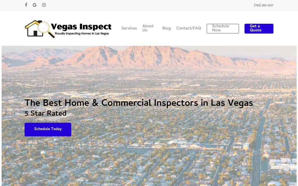Vegas Inspect website home page