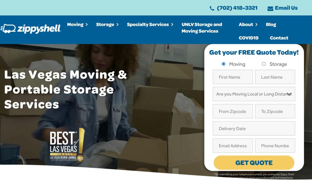 Zippy Shell of Las Vegas website home page