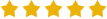 Five blurry, gold, five-pointed stars are arranged in a horizontal row on a white background.
