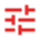 A red, blurry icon shows three horizontal lines with vertical lines extending from their centers.