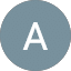 A white capital letter "A" is centered on a solid, muted blue-gray circular background.