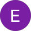 A white capital letter "E" is centered on a solid purple circular background.