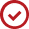 A red checkmark is centered within a red circle, both slightly blurred, on a white background.